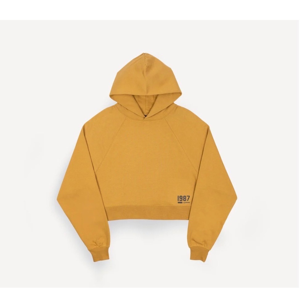 Just Attitude 1987 Cropped Hoodie Oversized Mustard Streetwear Cozy M